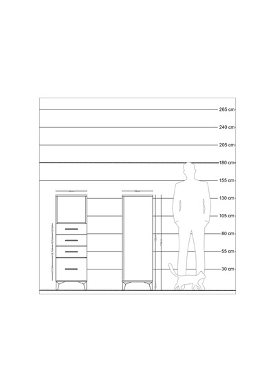 Kronos Dolap Tek Raflı 4 Çekmeceli 44x59x134 Aytaşı-çam Aytaşı