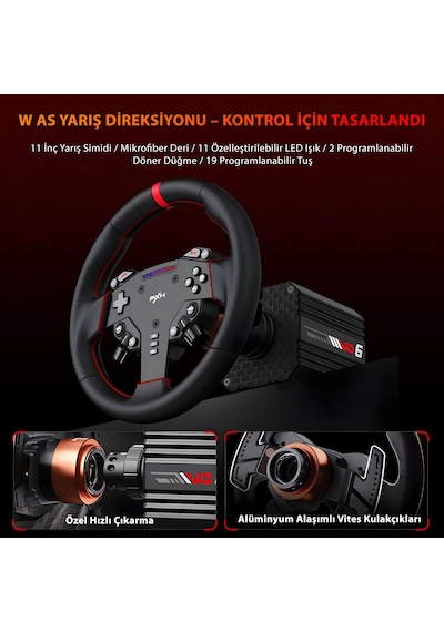Pxn Vd6 Direct Drive Yarış Direksiyon Seti Bundle - 6nm Servo Motor - Pc Ve Laptop Uyumlu