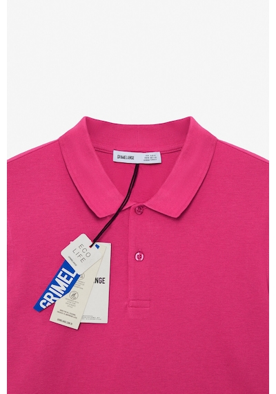 Grimelange Skyloom Erkek %100 Pamuk Kısa Kollu Regular Fit Fuşya Polo Yaka T-shirt Fuşya