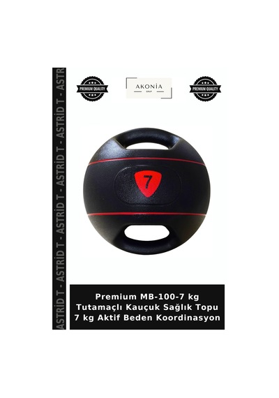 Premium Mb-100-7 Kg Tutamaçlı Kauçuk Sağlık Topu 7 Kg Aktif Beden Koordinasyon