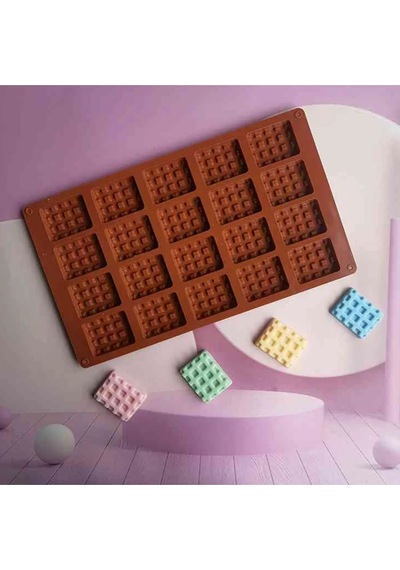 Mini Waffle Pişirme Dikdörtgen Bisküvi Çikolata Bisküvi Silikon Kalıbı Goldcakes