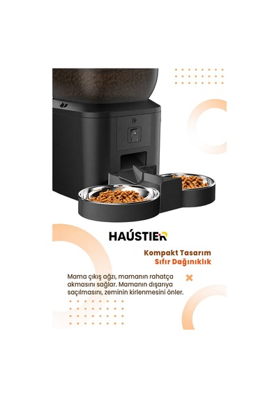 Qq025-dual Kameralı Akıllı Otomatik Kedi Mama Kabı, 480p Gece Görüşlü 2.4ghz, 4lt, Çift Metal Kase