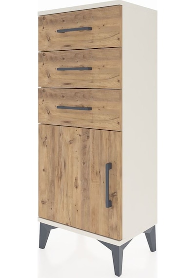 Arges Komodin Tek Raflı 3 Çekmeceli Tek Kapaklı 44x30x106 Aytaşı-çam Aytası
