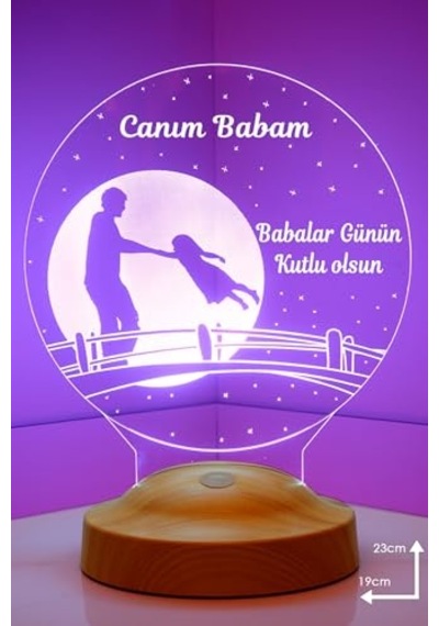 Babalar Günü Hediyesi, Canım Babam Kız Figürlü Babalar Günü Hediyesi Led Lamba