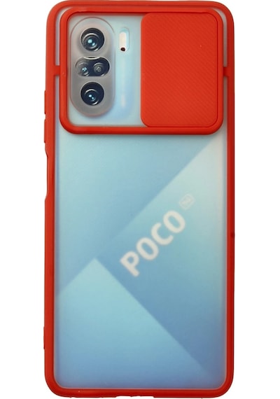 Uryport Xiaomi Poco F3 Kılıf Palm Buzlu Kamera Sürgülü Silikon - Kırmızı