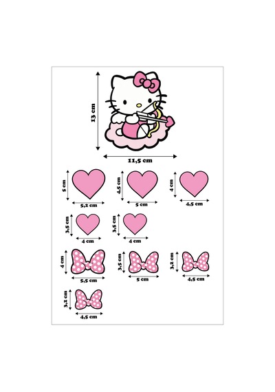 Hello Kitty Set Sticker Su Geçirmez Yüksek Çözünürlüklü Araba Motorsiklet Kask Laptop Duvar Sticker