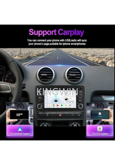 7 İnç Audi A3 Uyumlu Android Carplay 4 Gb Ram 64 Gb Hafıza Multimedya Arka Kamera  7"