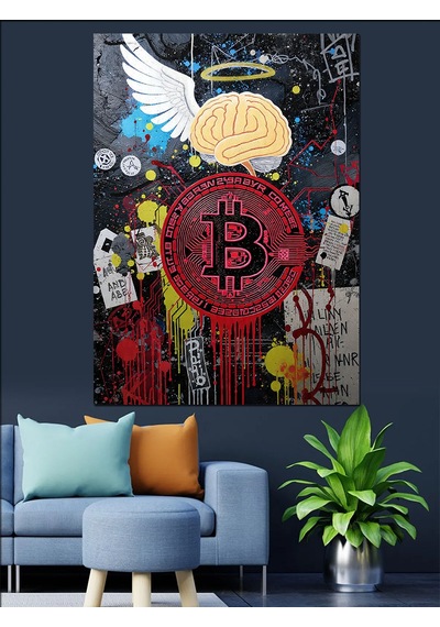 Ahşap Tablo Bitcoin Logo Ve Afiş