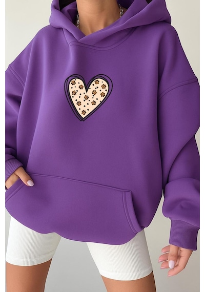 Benroma Kalp Unisex Kapüşonlu Sweat Çok Renkli
