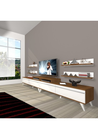 Decoraktiv Ekoflex 360r Mdf Retro Tv Ünitesi Tv Sehpası Ceviz - Beyaz