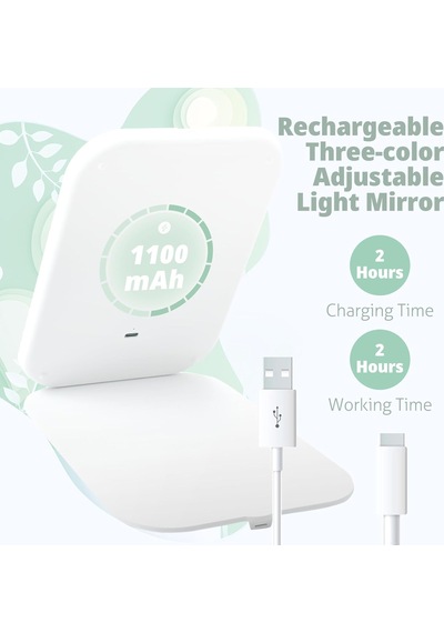 Seyahat Makyaj Aynası, 1100mah Pille Çalışan Taşınabilir Ayna, 3 Ayarlanabilir Işık Ayarı, 72 Led Işıklı Usb Genel