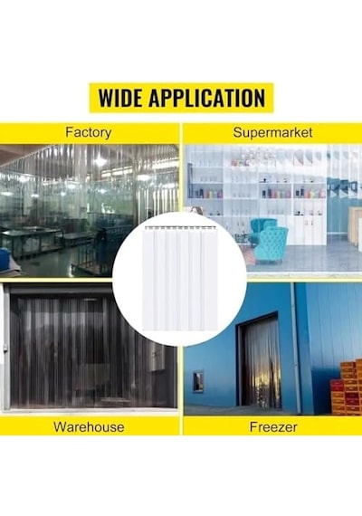 Pvc Şerit Perde, Depo Ve Soğuk Oda İçin Şeffaf Pvc Şerit Perde - Su Geçirmez Vinil Kapı Değiştirme Örtüsü, T Genel