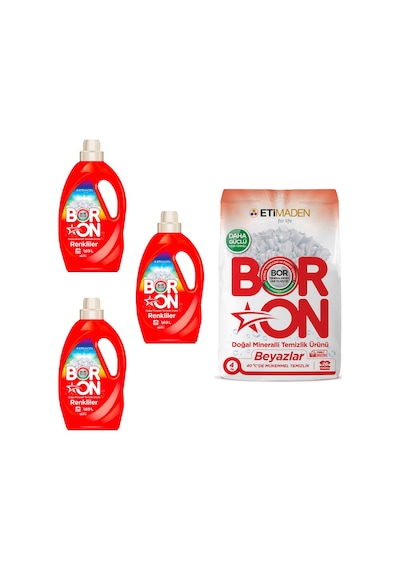 Boron Toz Temizlik Ürünü Beyazlar + Renkliler Sıvı 3 Adet
