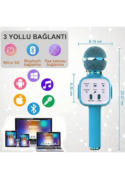 Eğlenceli Karaoke Mikrofonu - Çocuklar İçin Çok Renkli