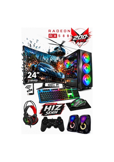 J-tech Ryon i5-9400F 32 GB 512 GB SSD 8 GB RX580 24" Free Dos Curved Masaüstü Bilgisayar