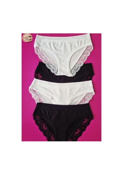 Demirsa Boutique Dantelli Ve Biye Detaylı 4'lü Siyah Ve Beyaz Renk Modal Kadın Bikini Külot Siyah-beyaz Demirsa Boutique Dantelli Ve Biye Detaylı 4'lü Siyah Ve Beyaz Renk Modal Kadın Bikini Külot Siyah-beyaz