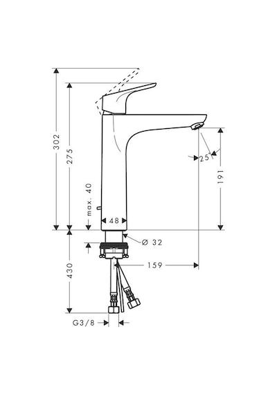 Hansgrohe Focus Lavabo Bataryası 190 Sifon Kumandalı