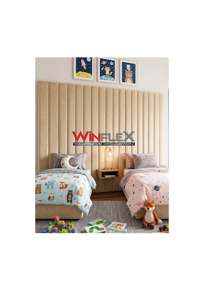 Akustik Kumaş Kaplı Dikey Panel 15x210cm - 12 Adet Krem Renk