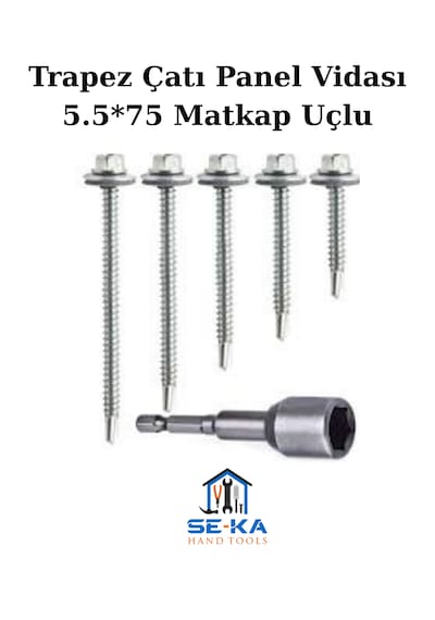 Trapez Çatı Panel Vidası 5.5 75 Matkap Uçlu 300 Adet 5.5 x 75 MM