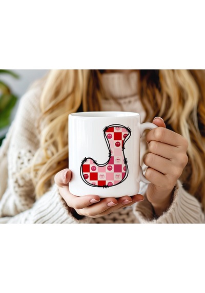 J Harfi Pembe Kareli Kalpli Göz Emojili Kupa Bardak Eğlenceli Kareli Tasarım Kahve Çay Kupası 07 Beyaz