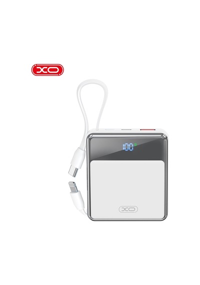 Pr224 38.5w Pd Hızlı Dahili Type-c Usb-c / Lightning Usb-a 3 Çıkış Ekranlı 10000 Mah Powerbank Beyaz