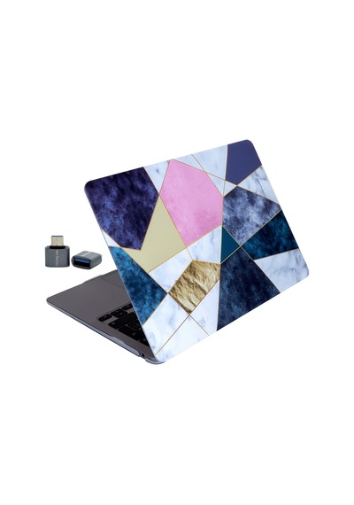 Apple Uyumlu MacBook Air 13.6 M2 M3 M4 M5 Kilif Mermer Desenli Ince Tpu Lazer Baskili Sert Kapak Hafif Korumali Karışık