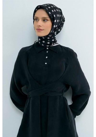 Armine İpek Eşarp 2026 Yaz - 9544-50 Siyah Taş Twill Siyah - Taş Rengi