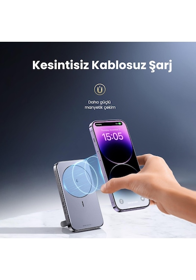 Ugreen 22.5w 10000mah Standlı Usb Type-c Kablosuz Şarj Apple Uyumlu iPhone Magsafe Powerbank
