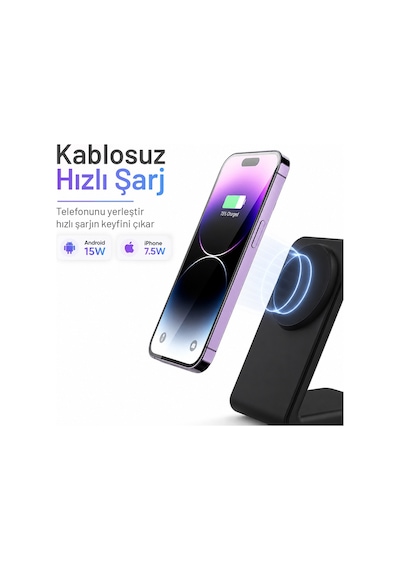 Woyax  Apple iPhone Android Uyumlu 5w Hızlı Wireless Kablosuz Şarj Standı