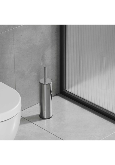 Aqua Bagno Basic Klozet Ve Tuvalet Fırçası, Parlak Krom Paslanmaz krom