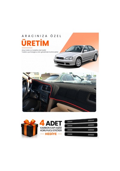 Subaru Legacy 1998-2003 Uyumlu Torpido Koruma Örtüsü Oto Kılıfı - Siyah Kırmızı