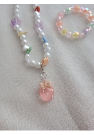 Pastel Tonlarda Telefon Charmı Ve Bileklik Seti