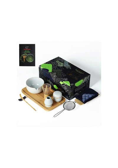 Japon Matcha Çay Seti, 10 Parça Seremoni Kiti, Bambu Çırpıcı, Seramik Kase Ve Aksesuarlar Beyaz