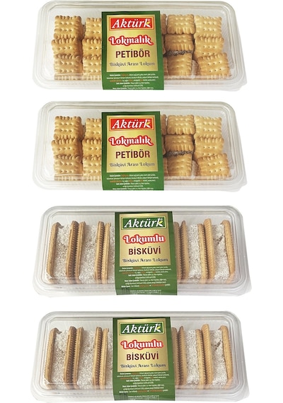 Aktürk Lokumlu Bisküvi 300 Gr Ve Lokmalık Petibör 250 Gr 4 Lü Karma Paket