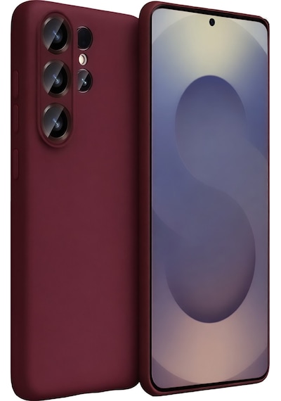 Samsung Galaxy S26 Ultra Uyumlu Kılıf Esnek Premium Yumuşak Silikon Telefon Kılıfı Kapak Bordo