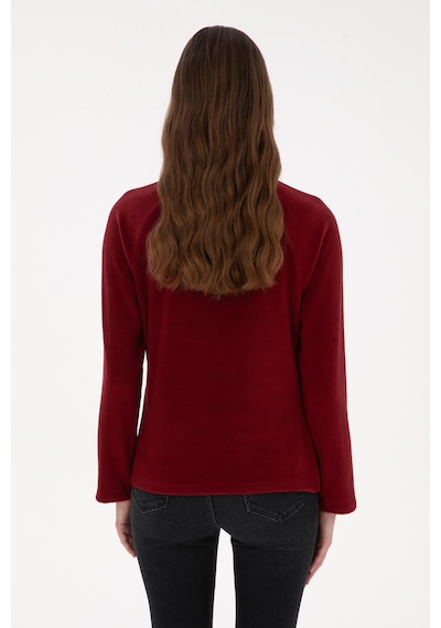 U.S. Polo Assn. Kadın Bordo Fermuarlı Dik Yaka Polar Sweatshirt 50316714-VR014