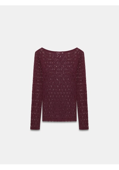 Dilvin 32763 Kayık Yaka Dantel Top-bordo