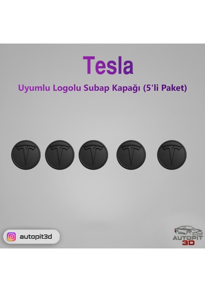 Tesla Logolu Subap Kapağı 5'li Paket