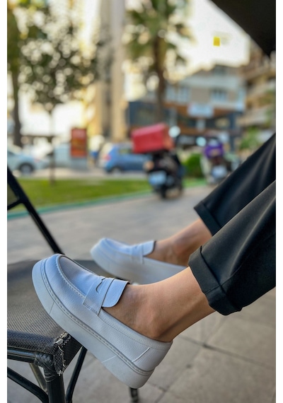 Roof Atelier Erkek Beyaz Loafer Ayakkabı - 421 - Cbt Bandera Beyaz