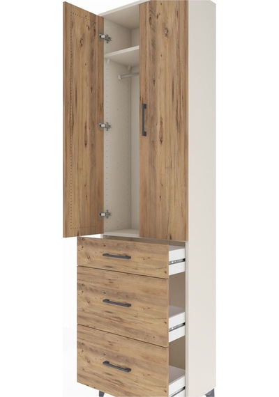 Arges Dolap 2 Raflı 3 Çekmeceli Tek Askılı 60x30x221 Aytaşı-çam Aytaşı