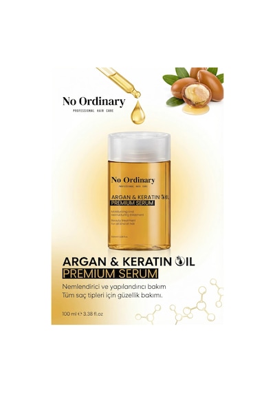 No Ordinary Premium Argan & Keratin içerikli Doğal Saç Bakım Yağı & Serum 100 ML