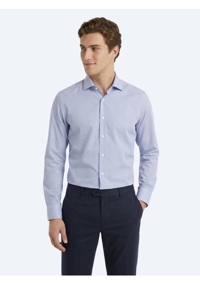 Kip Mavi Mikro Regular Fit Uzun Dokuma Casual %100 Pamuk Gömlek