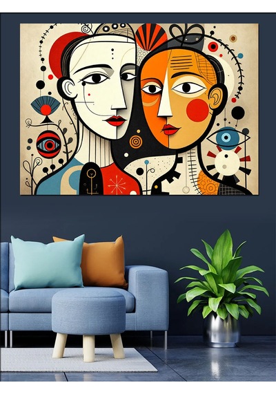 Soyut Yüzler Ve Sanat Dekoratif Kanvas - Mdf Ahşap Tablo