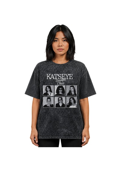 Sevbano Katseye Beautiful Chaos Kpop Müzik Grubu Baskılı Unisex Oversize Siyah