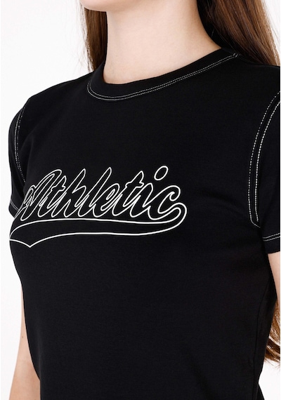 Colin's Colins Slim Fit Yuvarlak Yaka Baskılı Kadın Siyah Kısa Kol Tişört Cl1073151 Q1.v2 Blk Colin's Colins Slim Fit Yuvarlak Yaka Baskılı Kadın Siyah Kısa Kol Tişört Cl1073151 Q1.v2 Blk