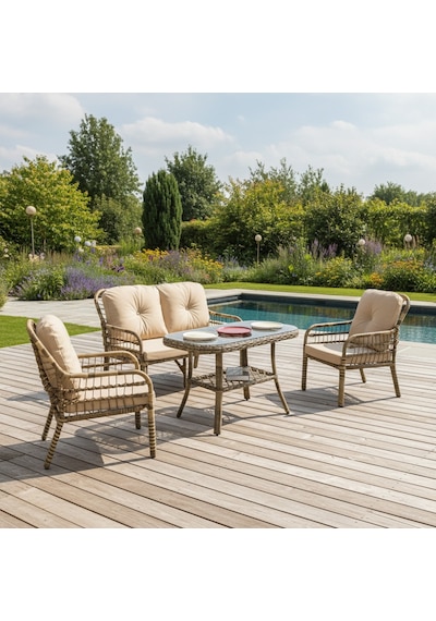 Capri Swing Pisa İkili Rattan Bahçe Balkon Oturma Grubu Açık Kahve 753