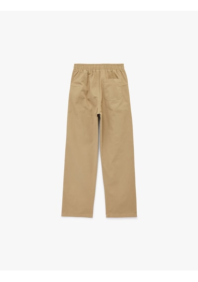 Koton Pamuklu Rahat Kalıp Beli Lastikli Cepli Gabardin Pantolon Deve Tüyü 6skb40117tw Taba