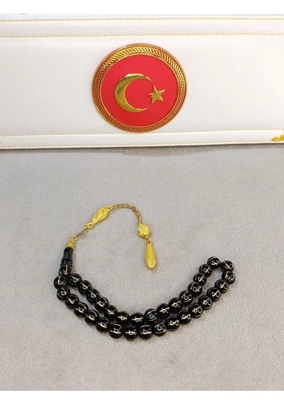 Pirinç İşlemeli Gürcü Oltu Taşı Tesbih