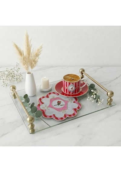 2 Adet Kırmızı Pip Studio Uyumlu Nakışlı Kuş Detaylı Sunum Ve Kokteyl Peçetesi 15x15cm Çok Renkli