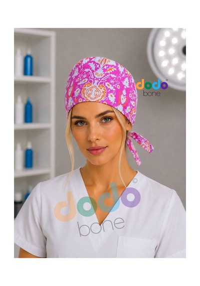 Pembe Desenli Cerrahi Bone , Medikal Bone , Doktor, Hemşire, Diş Hekimi Ve Veteriner Bonesi